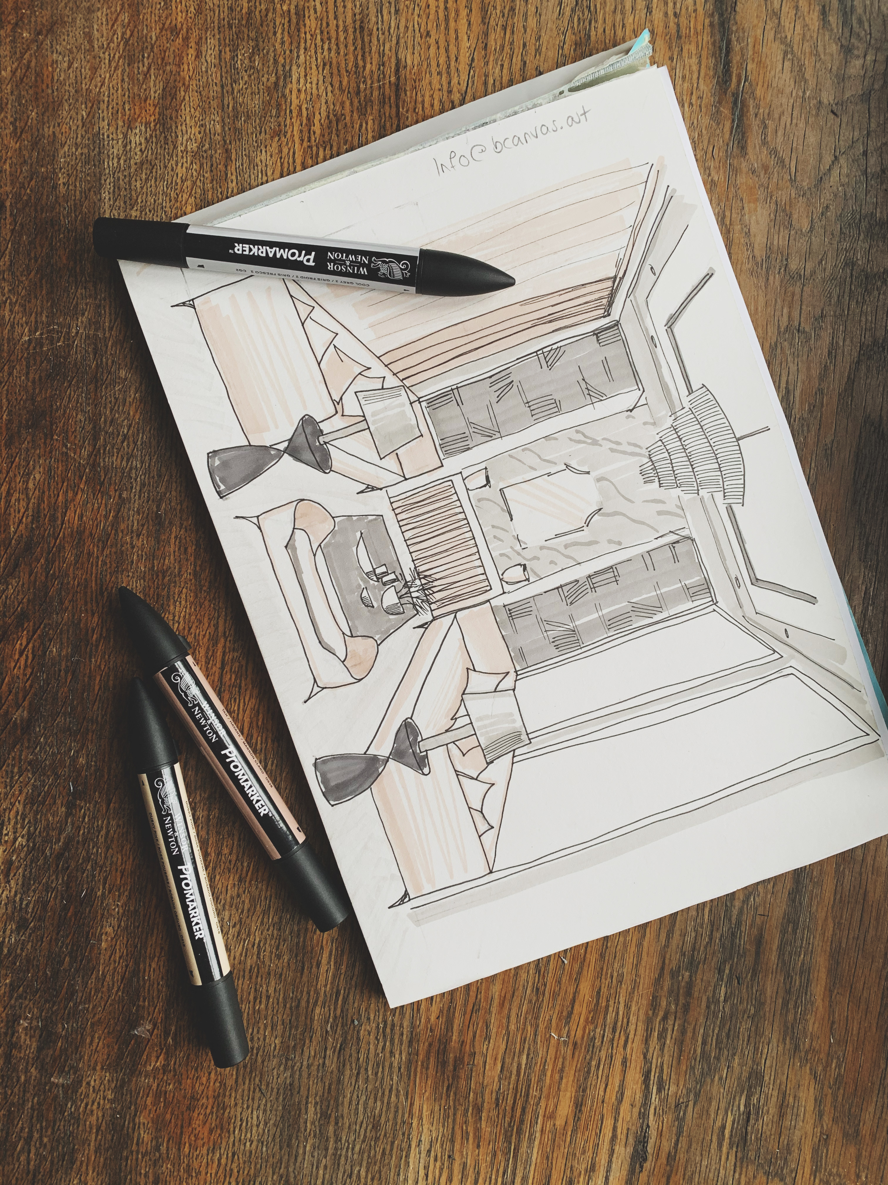 Sketch design of interior office. | CanStock